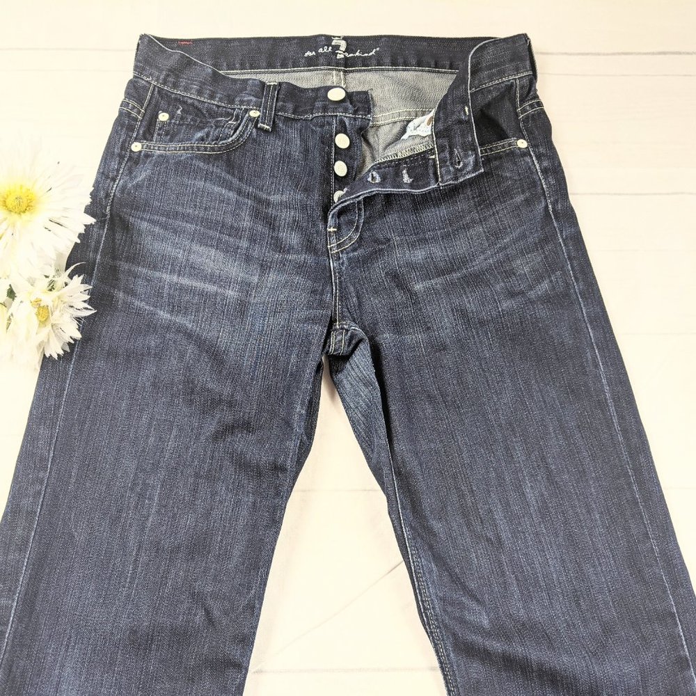 7 For All Mankind Slouchy Button Fly Blue Jeans - Picture 3 of 8